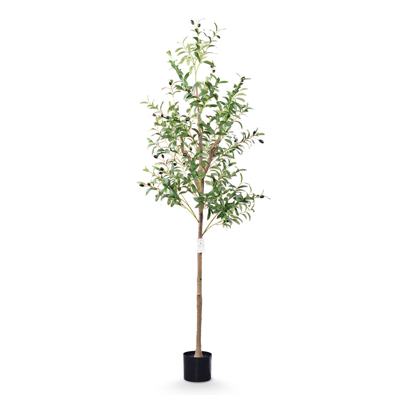 leflos Artificial olive tree 6ft tall, large Faux Olive plant with realistic trunk, branches, leaves and fruits, 1 pack fake silk floor tree with stable pot, a nice indoor decor and housewarming gift