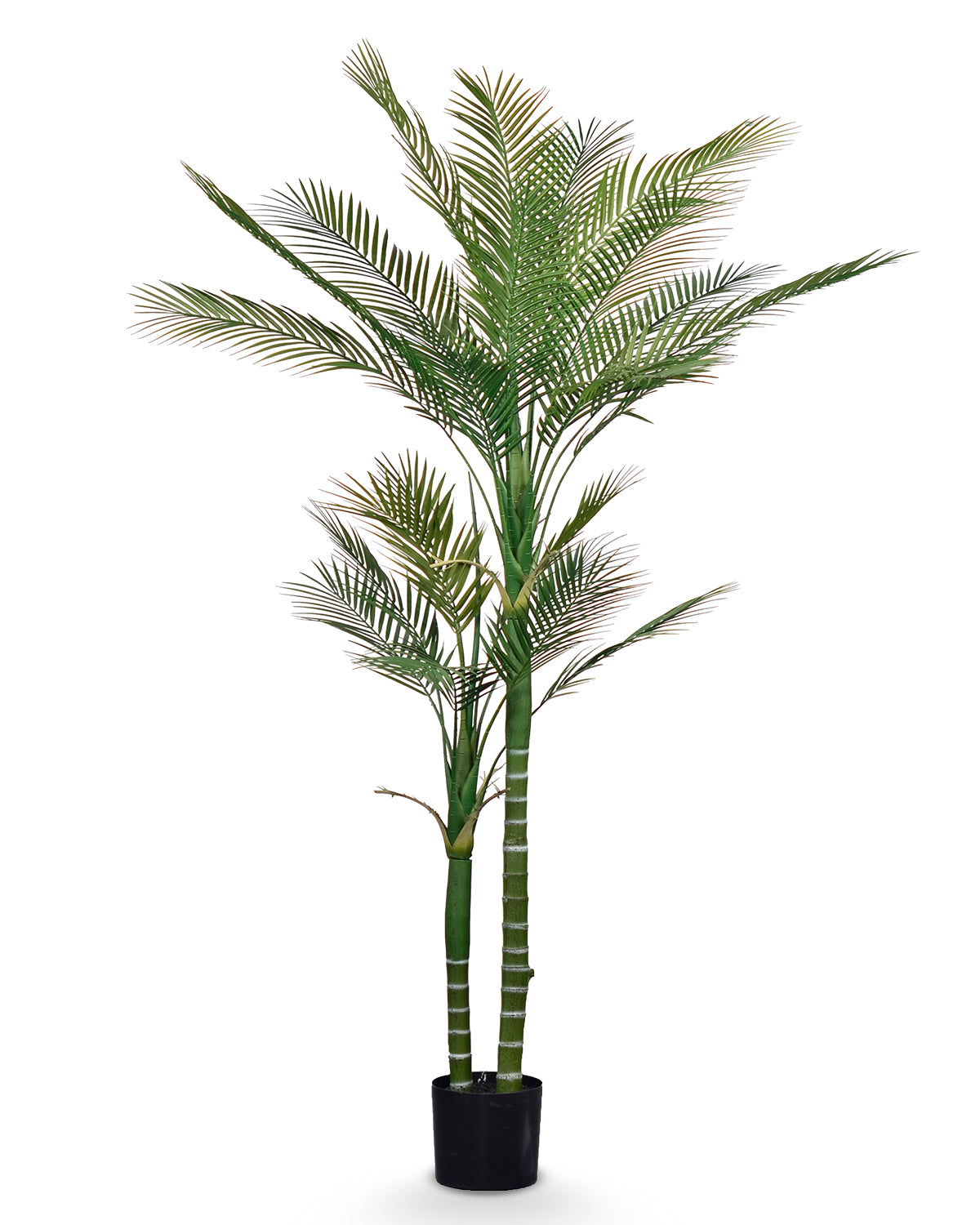 Faux Palm Tree Indoor, 5ft Artificial Areca Palm Plant with 2 Detachable Trunks & 24 Adjustable Palm Leaves, Large Tropical Fake House Palm Tree Silk Floor Plant, Nice Home Decor